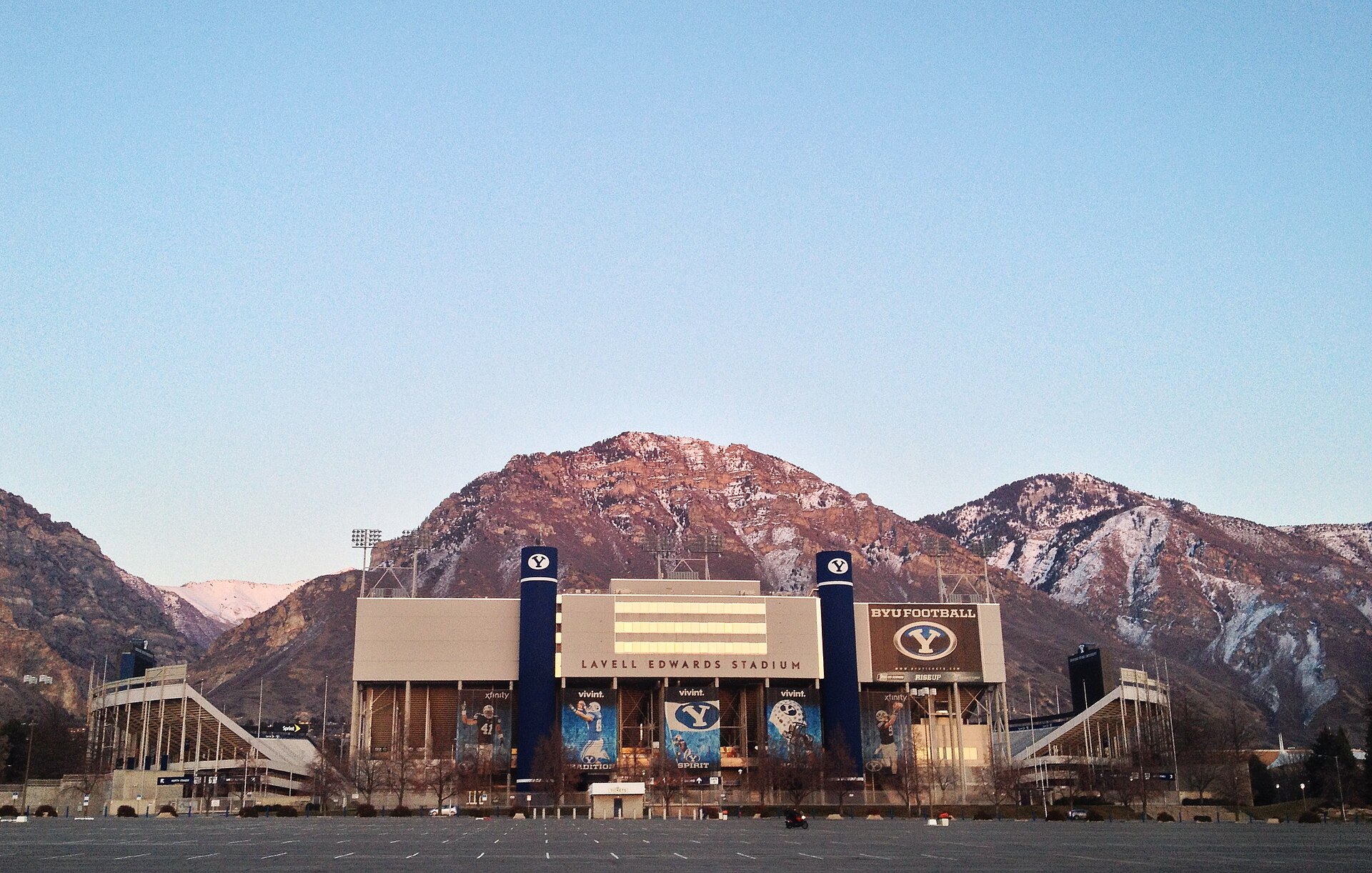 LaVell Edwards Stadium with the Wasatch mountains behind